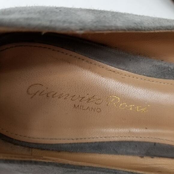 Gianvito Rossi Milano Italian Gray Suede Ankle Strap Flats Size 38 - Picture 5 of 9